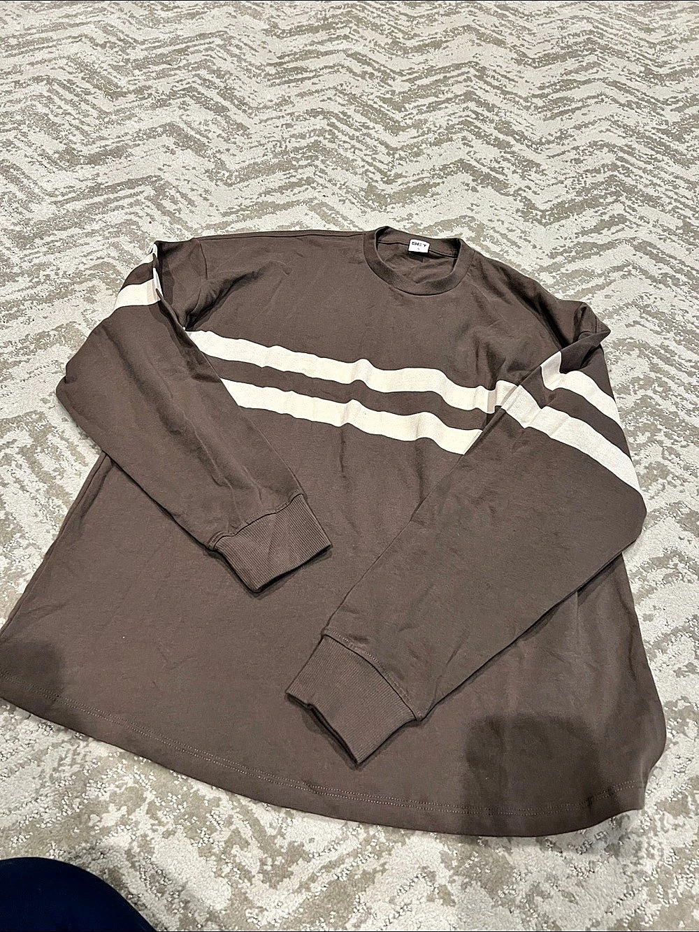 NWOT SET Striped Long Sleeve Top in Brown & White Size S Like New